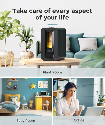 BREEZOME 6L Humidifiers for Bedroom, Cool Mist Top Fill Humidifier with Aroma Diffuser, Humidistat, Night Light, 50H Runtime, Quiet Ultrasonic Humidifiers for Home Large Room, Baby Nursery, Plants