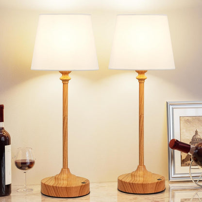 15.8-inch Wireless Charging Touch Table Lamp 2-Pack, Battery Powered, Stepless Dimming, for Dining Table, Living Room Suitable for bedrooms, Living Rooms, Offices, Book(White - Black)