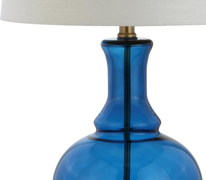 JONATHAN Y JYL1068C-SET2 Set of 2 Table Lamps Lavelle 25" Glass LED Table Lamp Contemporary Transitional Bedside Desk Nightstand Lamp for Bedroom Living Room Office College Bookcase, Cobalt Blue