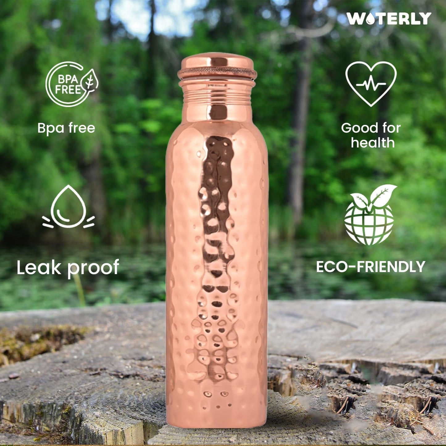 Plain Copper Water Bottle (34 Oz /1000ml) With Set Of 2 Tumbler (10 Oz/300ml Each) | Best use for Office,Gym & gifts |100% Pure Copper Material with Leak proof Quality