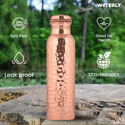 Plain Copper Water Bottle (34 Oz /1000ml) With Set Of 2 Tumbler (10 Oz/300ml Each) | Best use for Office,Gym & gifts |100% Pure Copper Material with Leak proof Quality