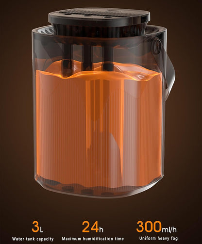 Home Humidifiers,3L Smart Spray Humidifier with 4 Mode Control USB Charged, Night Light Lighting, No Sound Quiet,Automatic Power-off Without Water for Home,Bedroom, Office