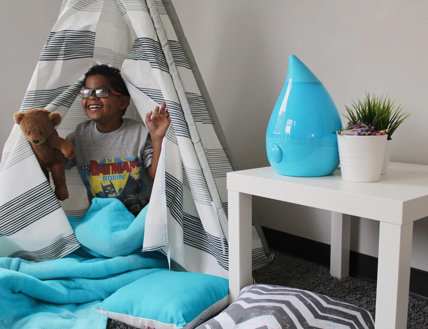 Crane Ultrasonic Cool Mist Humidifier for Bedroom, Baby Nursery, Kids Room, Plants, or Office, Large 1 Gallon Tank, Filter Optional, Orange