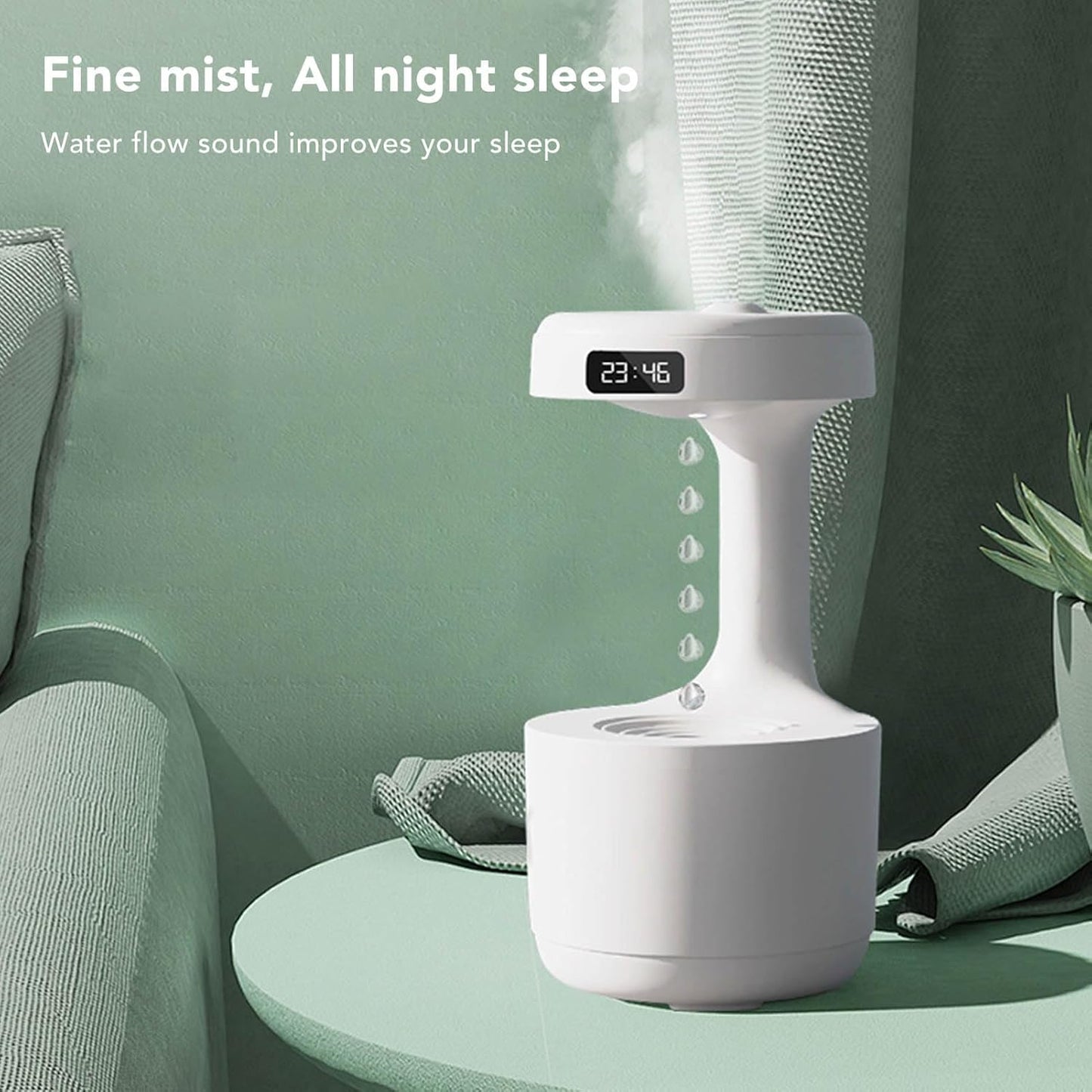 Humidifier for Antigravity Home Desktop Office Bedroom Usb for Mute with for Waterdrop for Backflow Humidifying Desktop Whole House Humidifiers (White)