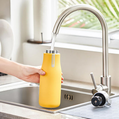 PHILIPS Water GoZero UV Self-Cleaning Smart Water Bottle Vacuum Stainless Steel Insulated Water Bottle with Handle Double-wall, Auto Cleaning, Keep Drink Hot or Cold, BPA Free, Blue, 20 oz