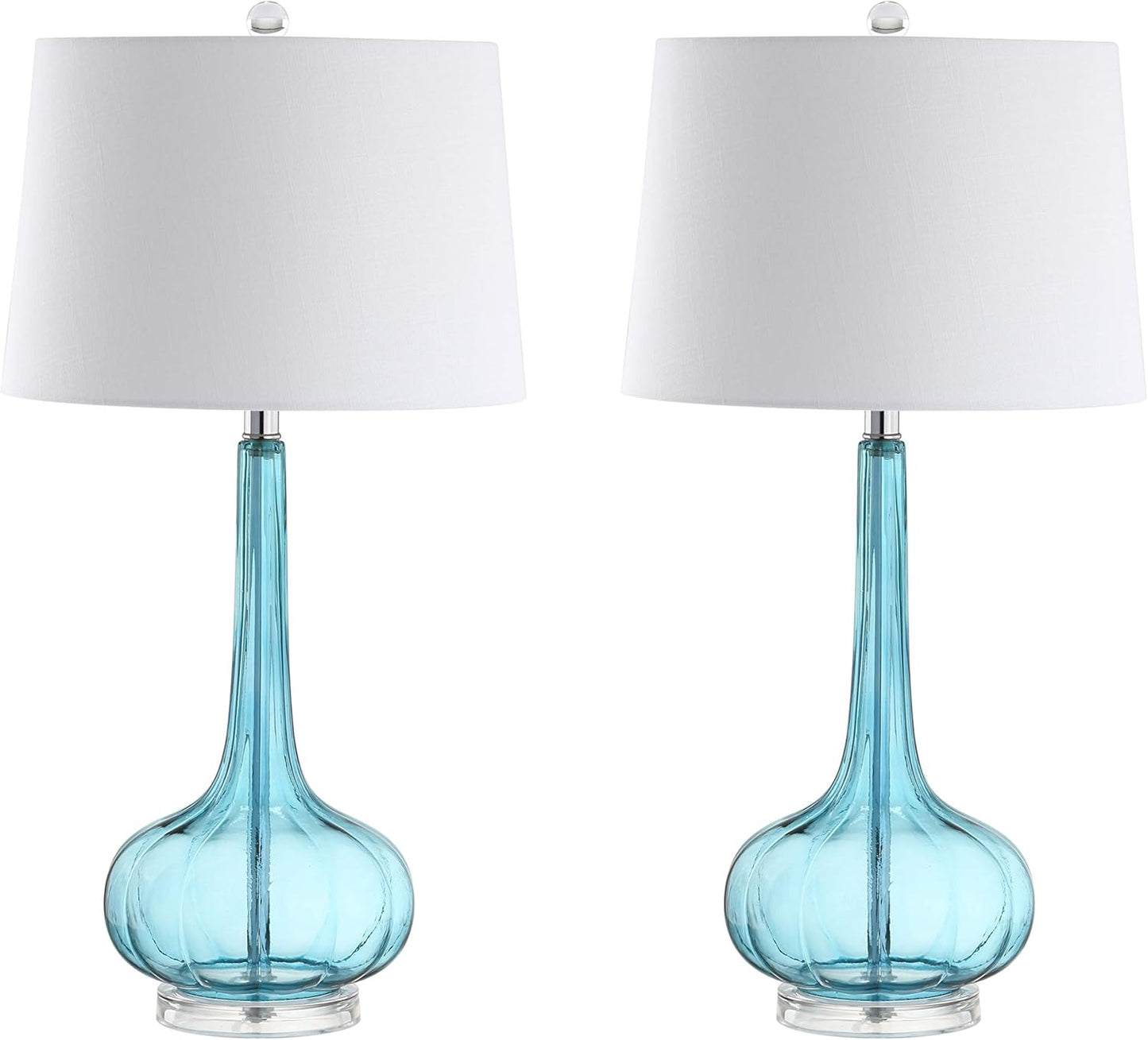 JONATHAN Y JYL1079B-SET2 Set of 2 Table Lamps Bette 28.5" Glass Teardrop LED Table Lamp Contemporary Bedside Desk Nightstand Lamp for Bedroom Living Room Office College Bookcase, Aqua