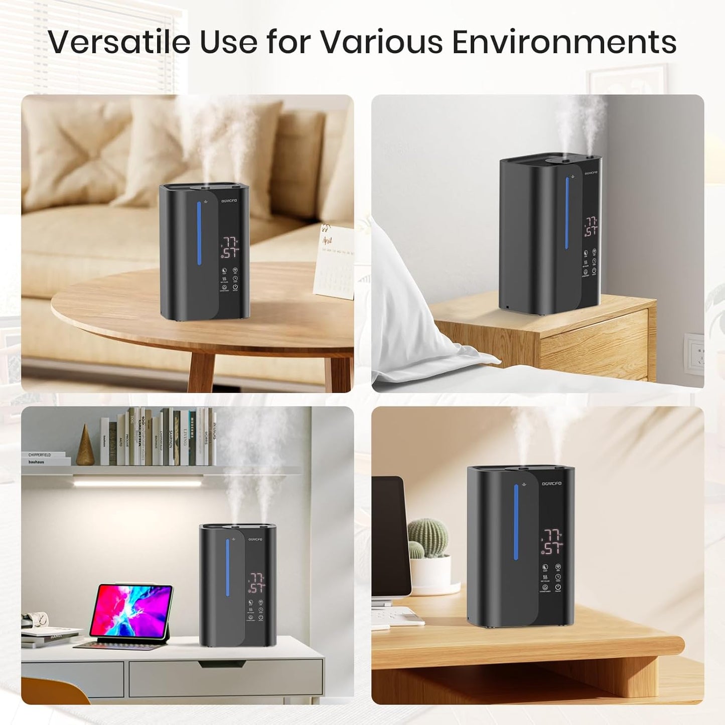 Cool Mist Humidifiers for Bedroom and Plants & Baby, Top Fill 5L Large Room Smart Humidifier for Home Nursery, 28 dB Quiet 50H Runtime Bedroom humidifier with Essential Oils