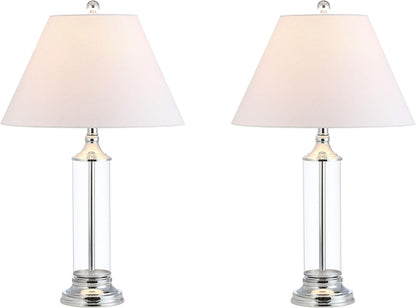 JONATHAN Y JYL4014B-SET2 Set of 2 Table Lamps Astor 29" Glass LED Table Lamp Contemporary Bedside Desk Nightstand Lamp for Bedroom Living Room Office College Bookcase, Smoked Gray