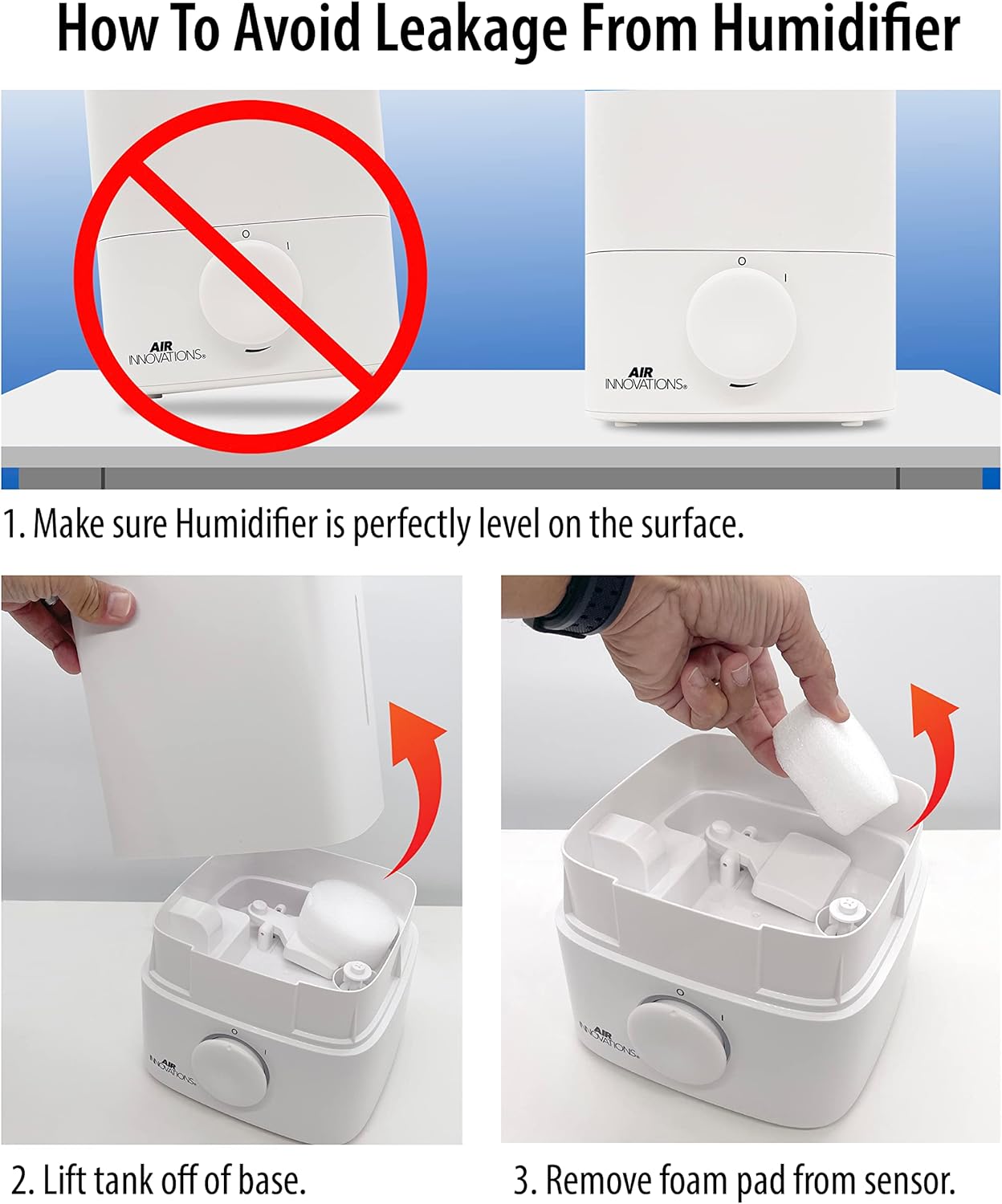 Air Innovations Humidifiers for Bedroom Convenient Oversized 4.5L Tank Runs for 70 Hours for Large Room up to 400 Sq Ft Top Fill Cool Mist Humidifier Ideal for Baby Room and Plants MH-419, White, 1.2