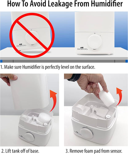 Air Innovations Humidifiers for Bedroom Convenient Oversized 4.5L Tank Runs for 70 Hours for Large Room up to 400 Sq Ft Top Fill Cool Mist Humidifier Ideal for Baby Room and Plants MH-419, White, 1.2