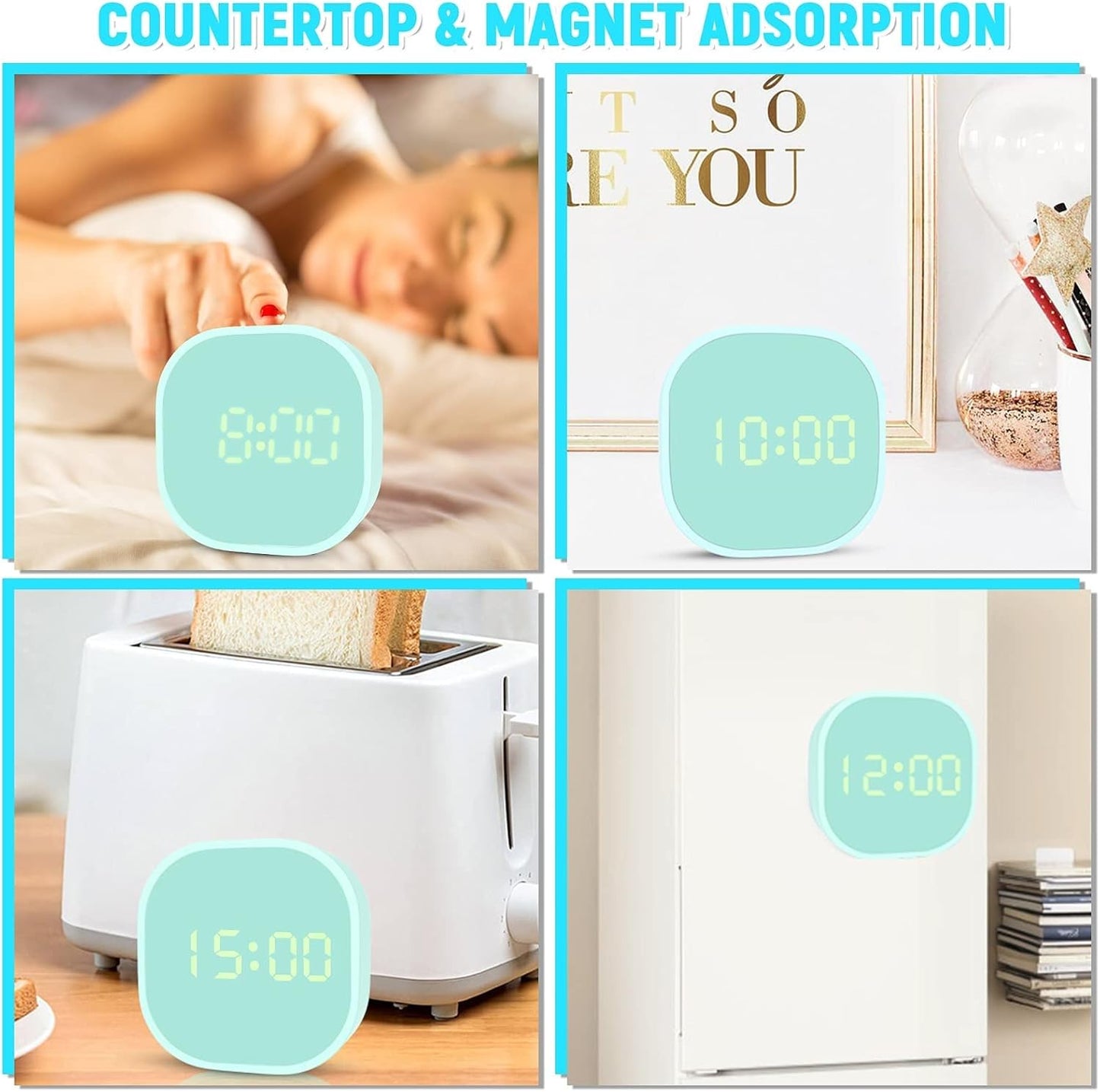 Alarm Clock,Clock for Bedroom, Digital Alarm Clock Timer, Magnetic LED Smart Sensor Cute Alarm Clock, Desk Bedroom Kitchen Gifts Digital Clock (Color : C) (C)