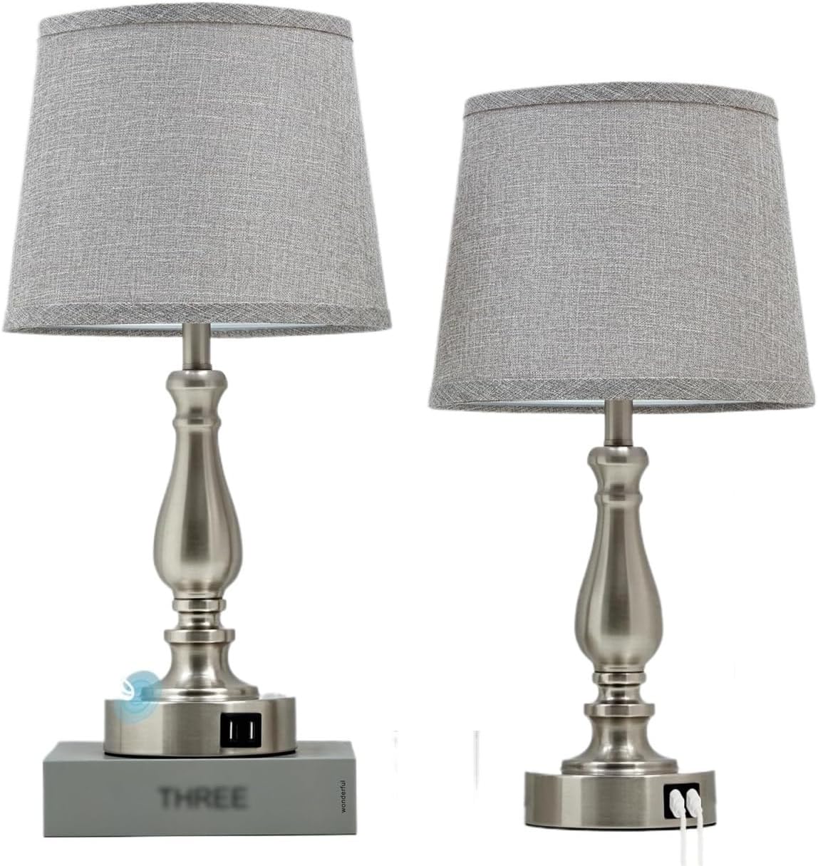 Grey Shade and Brushed Nickel Base