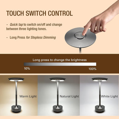 Cordless Table Lamps Rechargeable, Portable Battery Operated Lamp, Stepless Dimming LED Table Light with Memory Function, for Outdoor/Dinner/Patio/Restaurant, (Gold 4 Pack)