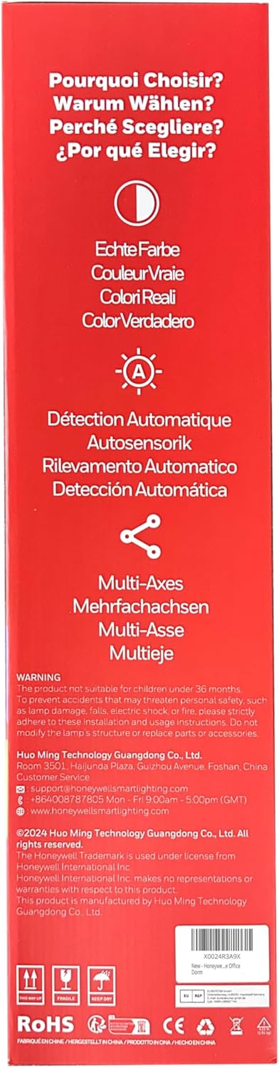 Honeywell Desk Lamp for Home Office, H9 Sunturalux™ Eye-Caring LED Desk Light, 1000LM Dimmable Desk Lamp with Timer and Auto-Sensing, Adjustable Desk Reading Light or Study, Cumputer, Architect