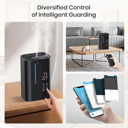 Cool Mist Humidifiers for Bedroom and Plants & Baby, Top Fill 5L Large Room Smart Humidifier for Home Nursery, 28 dB Quiet 50H Runtime Bedroom humidifier with Essential Oils