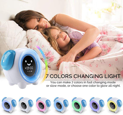 LED Digital Alarm Clock with 2 Alarms, 3 Modes, 6 Natural Sounds, 7 Color Lights, Creative Smart Children's Gift (USB Charging)