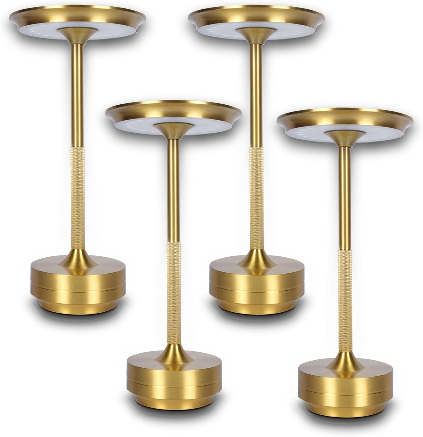 Cordless Table Lamps Rechargeable, Portable Battery Operated Lamp, Stepless Dimming LED Table Light with Memory Function, for Outdoor/Dinner/Patio/Restaurant, (Gold 4 Pack)