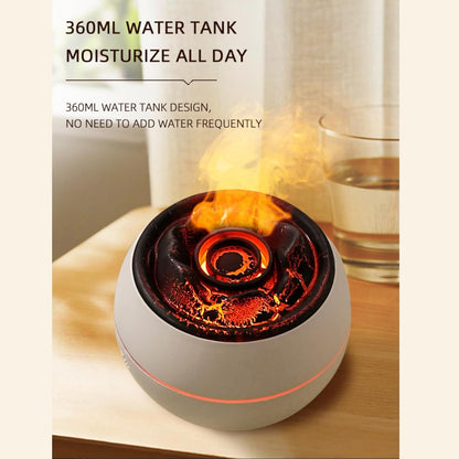 Volcano Humidifier,Aromatherapy Diffusers,Colorful Flame Night Light,1/3/6 Hour Timer,Fine Mist Power Off Protection Peaceful Sleep Suitable for Baby Bedroom Plant Office Yoga,Black,Cracked