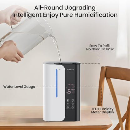 Cool Mist Humidifiers for Bedroom and Plants & Baby, Top Fill 5L Large Room Smart Humidifier for Home Nursery, 28 dB Quiet 50H Runtime Bedroom humidifier with Essential Oils