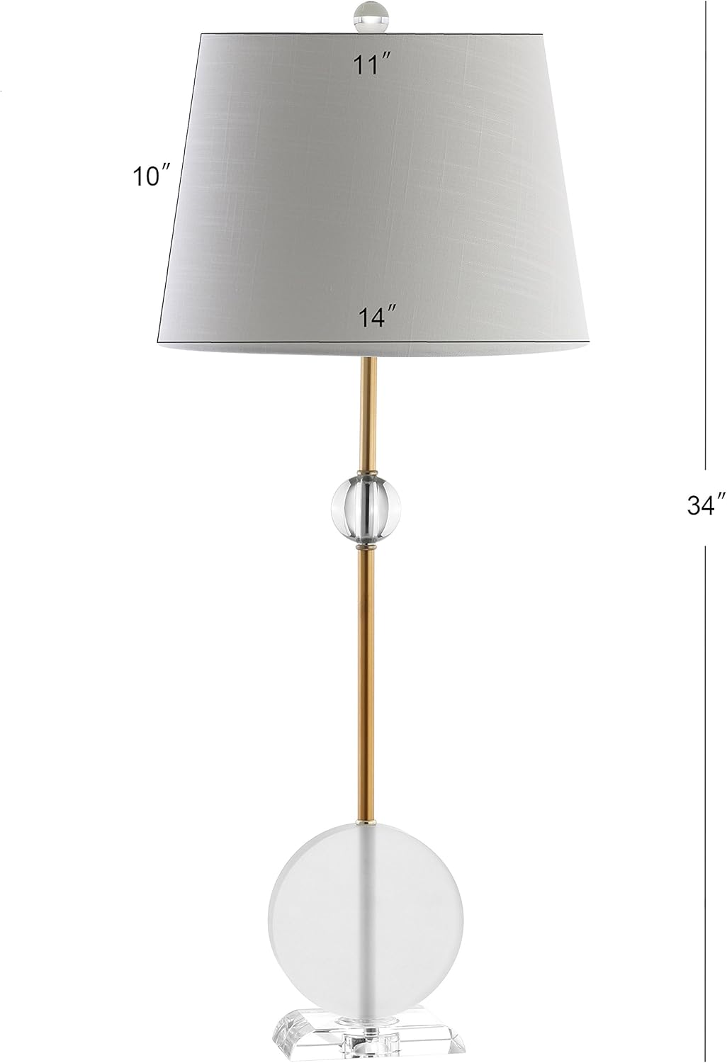 JONATHAN Y JYL5029A-SET2 Set of 2 Table Lamps Spencer 34" Crystal/Metal LED Table Lamp Modern Contemporary Bedside Desk Nightstand Lamp for Bedroom Living Room, Clear/Brass Gold