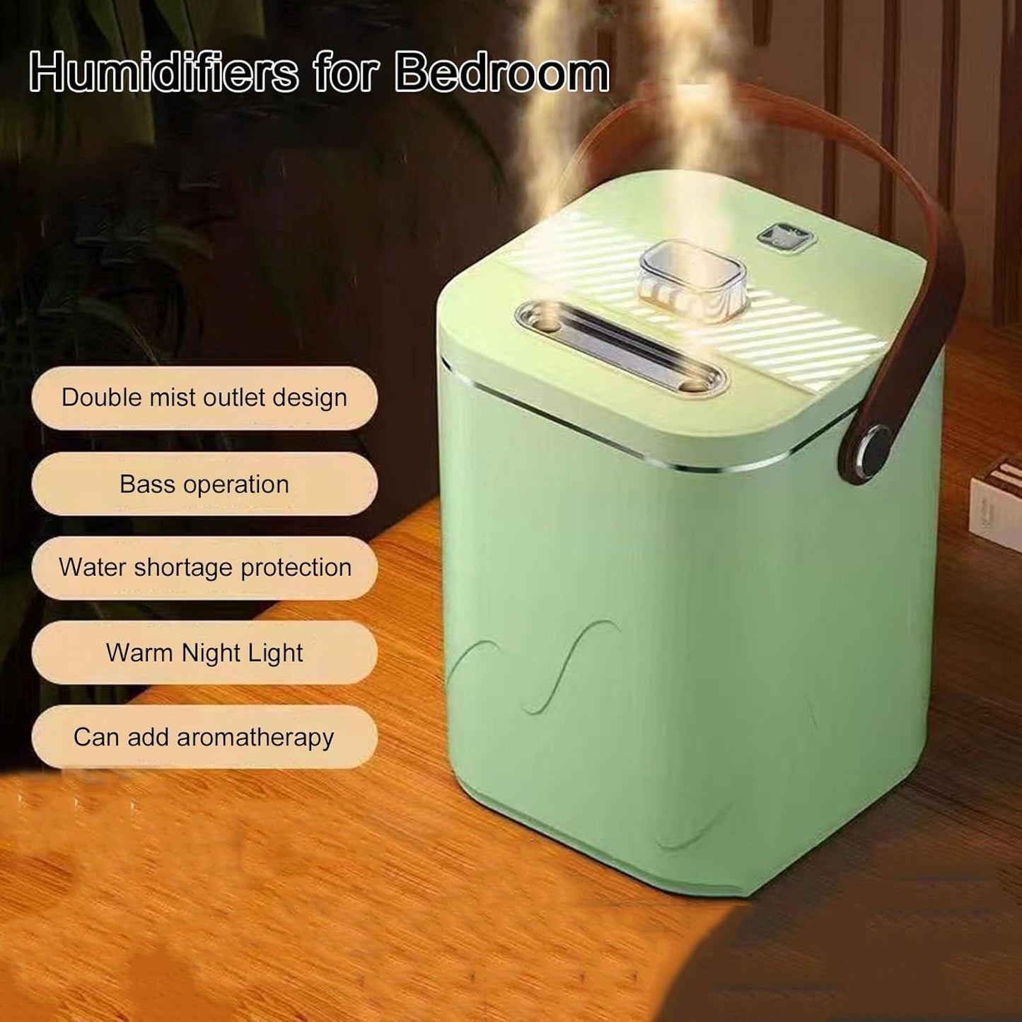 Humidifiers for Bedroom and Home, Mist Humidifiers with Handle for Large Room, 32db Quiet Top Fill Air Humidifier Lasts Up to 10 Hours, Auto Shut-Off, Easy to Fill and Clean (Blue)