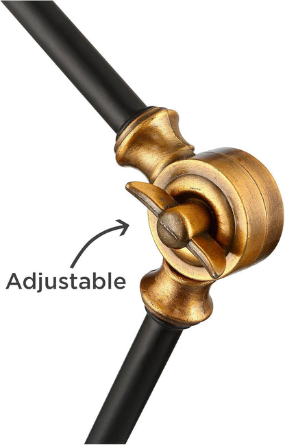 360 Lighting Taurus 20" High Small Farmhouse Rustic Industrial Traditional Desk Lamps Set of 2 USB Ports Adjustable Black Gold Shade Home Office Living Room Charging Bedroom Bedside Nightstand House