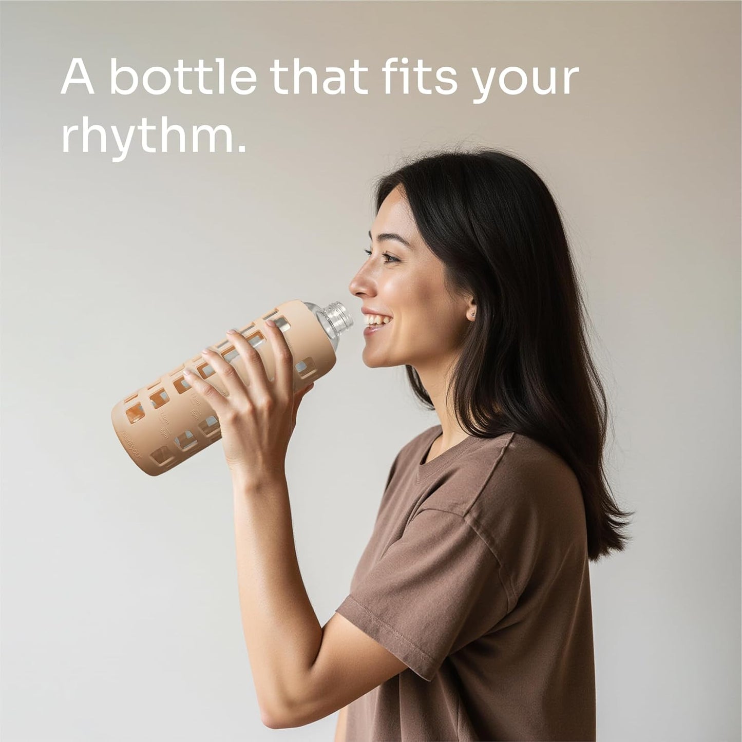 purifyou 40oz / 32oz / 22oz / 12oz Borosilicate Glass Water Bottle with Time & Volume Markers, Silicone Sleeve, Stainless Steel Lid | Reusable Glass Bottle for Water & Juice (40oz Jet Black)