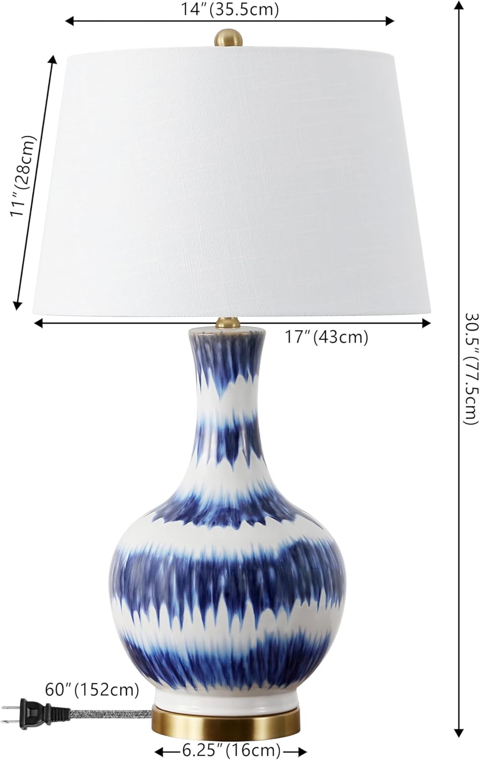 JONATHAN Y JYL3054A Tucker 30.5" Striped Ceramic/Metal LED Table Lamp Contemporary Transitional Bedside Desk Nightstand Lamp for Bedroom Living Room Office College Bookcase LED Bulb Included, Green