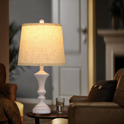 22-inch Vintage Table Lamp Set of 2, Linen Shade, Resin Base, Suitable for Bedroom Bedside Living Room Lamp Suitable for bedrooms, Living Rooms, Offices, Book(Retro Brown)