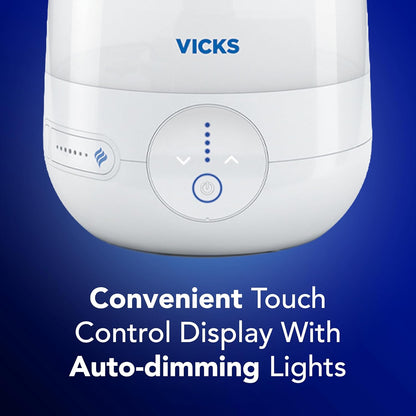 Vicks FilterFree Plus Cool Mist Plus Humidifier (VUL565), Medium Room –Filter-Free Cool Mist Humidifier for Baby, Kids and Adult Rooms, Works with Vicks VapoPads