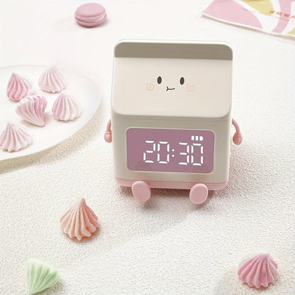 Alarm Clock Beside ﻿ Cute Alarm Clock Milk Shape Clock Children Wake Up Clock Rechargeable Alarm Clock for Bedroom Room Decor Birthday Smart Alarm Clock(Green)