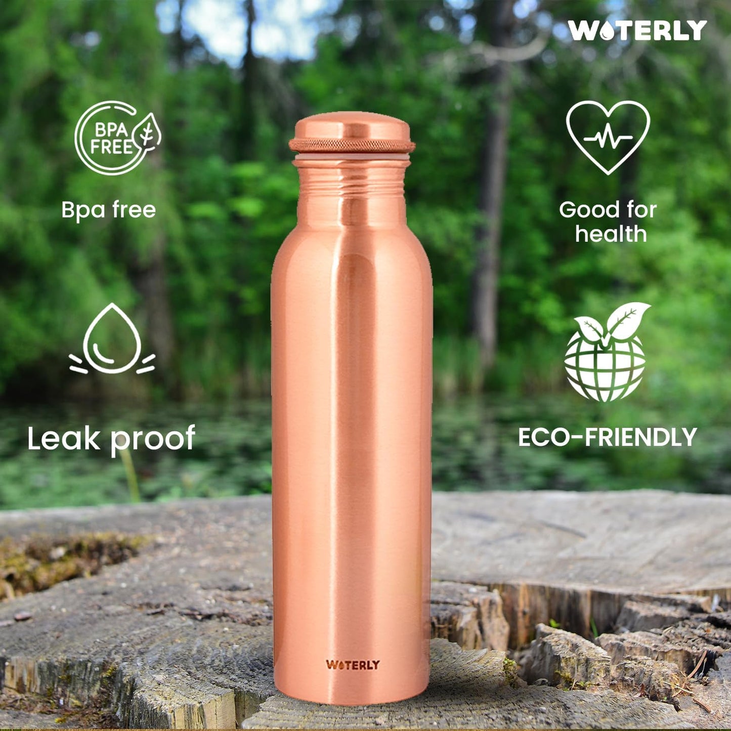 Plain Copper Water Bottle (34 Oz /1000ml) With Set Of 2 Tumbler (10 Oz/300ml Each) | Best use for Office,Gym & gifts |100% Pure Copper Material with Leak proof Quality