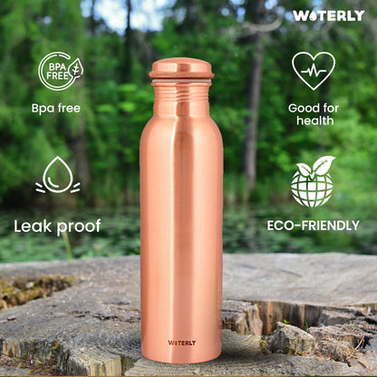 Plain Copper Water Bottle (34 Oz /1000ml) With Set Of 2 Tumbler (10 Oz/300ml Each) | Best use for Office,Gym & gifts |100% Pure Copper Material with Leak proof Quality