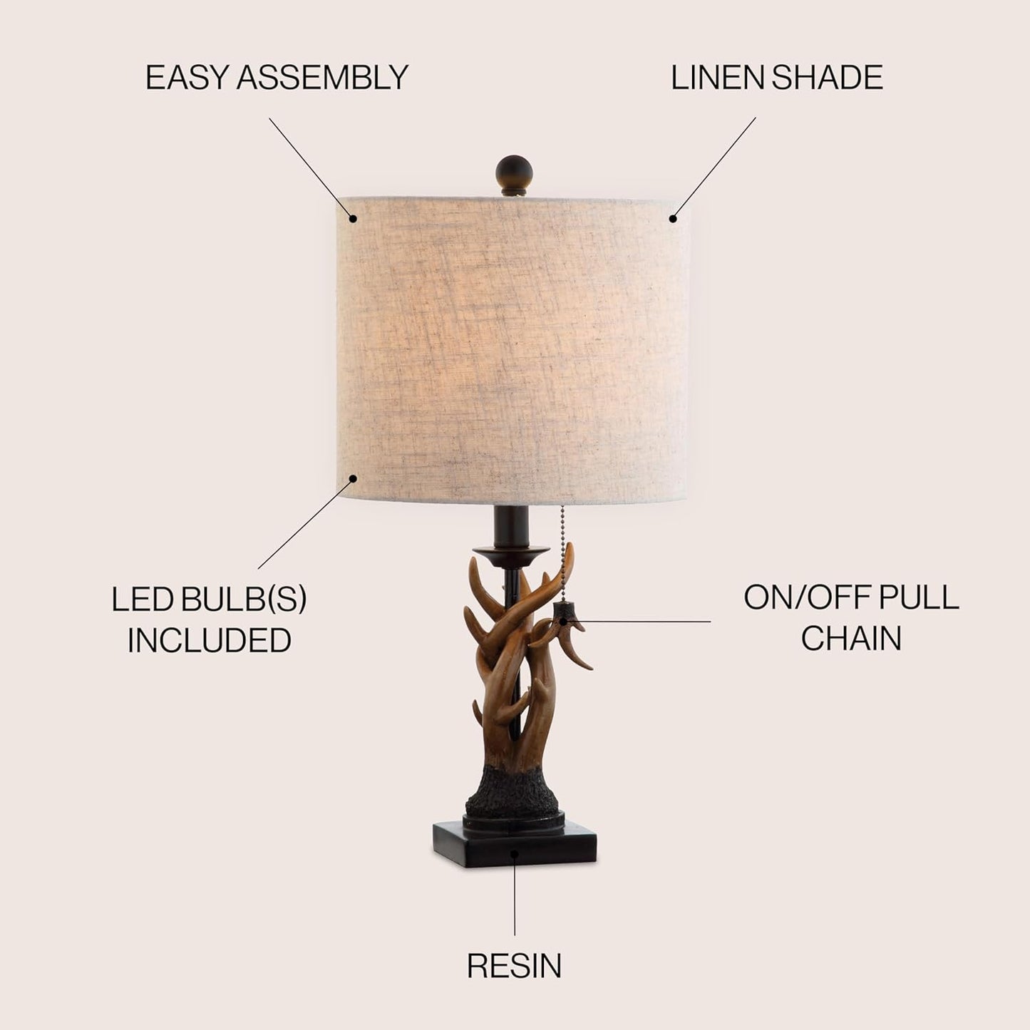 JONATHAN Y JYL1031B Gaston 20.5" Resin Mini LED Table Lamp for Living Room, Family Room, Dining Room, Bedroom, Hallway, Office, Antique Black