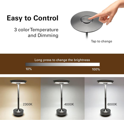 Cordless Table Lamps Rechargeable, Portable Battery Operated Lamp, Stepless Dimming LED Table Light with Memory Function, for Outdoor/Dinner/Patio/Restaurant, (Gold 4 Pack)