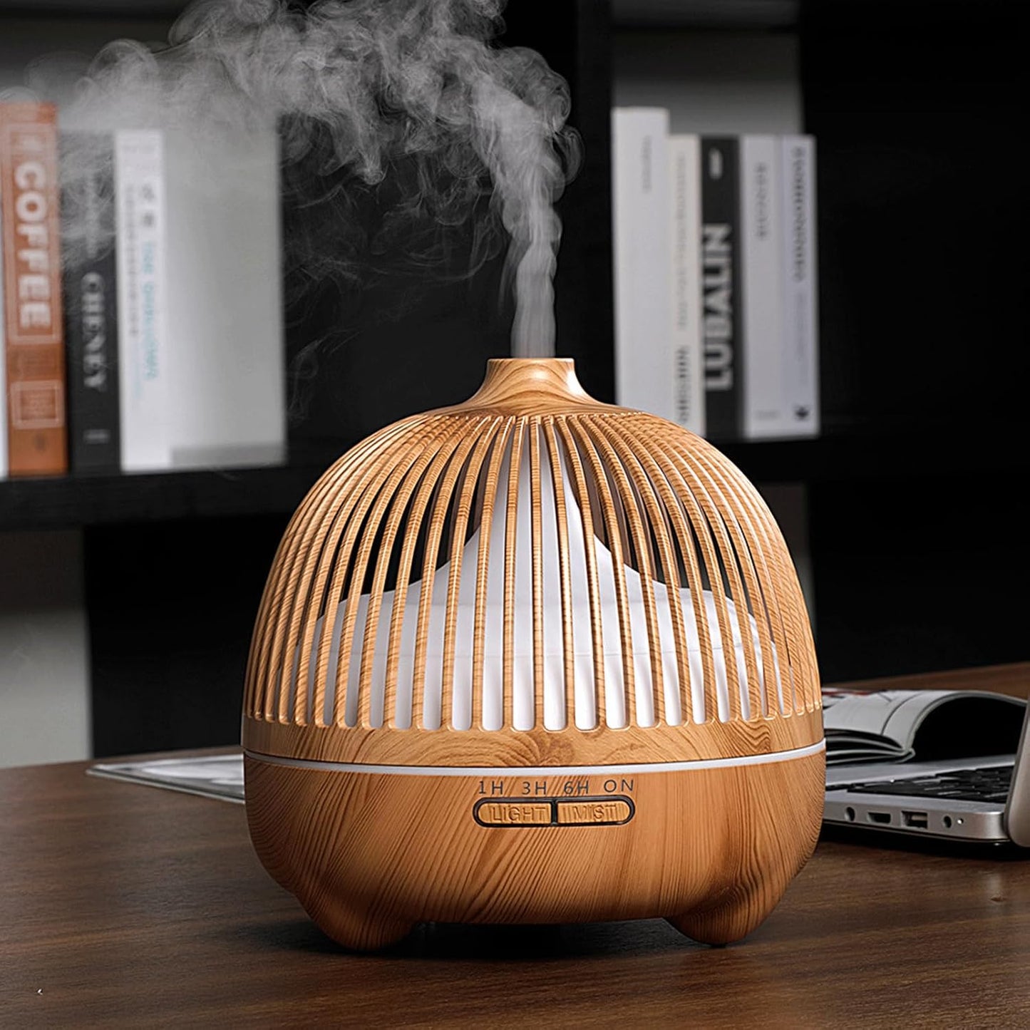 Humidifiers for Bedroom,Raining Cloud Night Light Diffuser,7 Colors Cloud Raining Night Light Diffuser Meditation Dripping Sound Sleep Aid Rechargeable, Humidifier (Color : Wood)