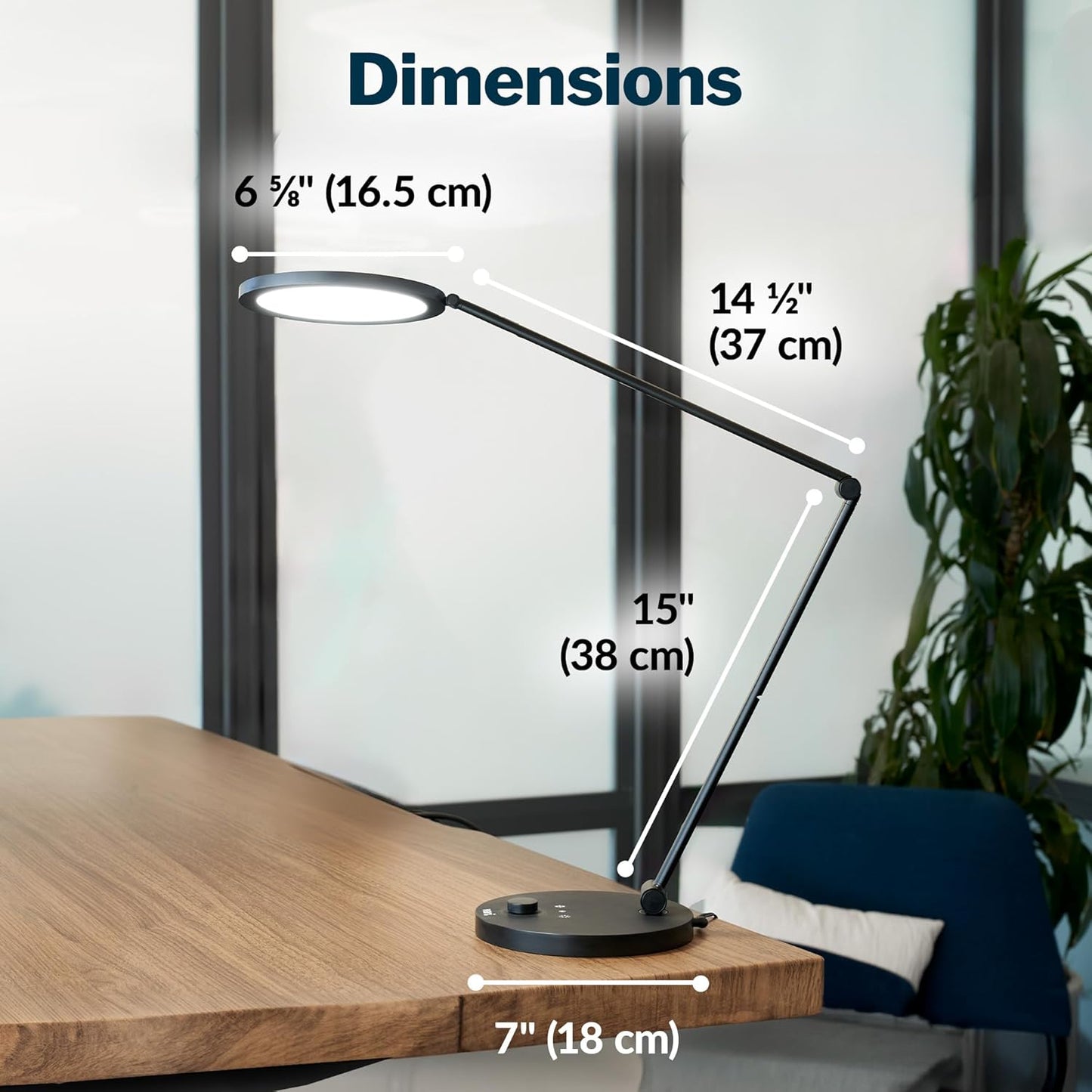 Vari LED Studio Lamp- Varidesk Modern Desk Lamp for Home Office- Flexible Positioning, Stable Base- Three Color Settings- Bright Task Lamp- Ideal for Study Area and Workspaces