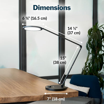 Vari LED Studio Lamp- Varidesk Modern Desk Lamp for Home Office- Flexible Positioning, Stable Base- Three Color Settings- Bright Task Lamp- Ideal for Study Area and Workspaces