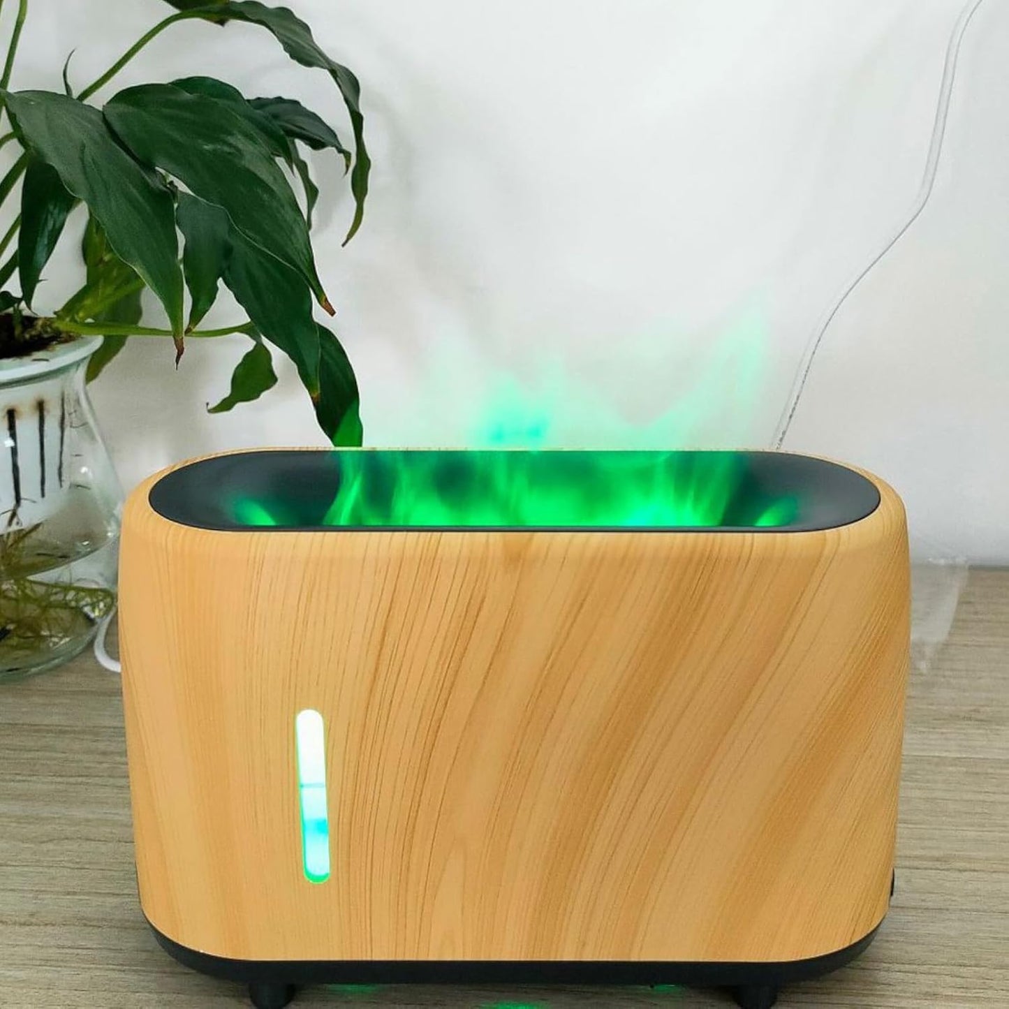 2 In 1 Air Purifier and Humidifier,Flame Humidifier,7 Flame Light Colors,Fine Mist Water Shortage And Power Outage Silent Humidification Relaxing and Comfortable,A white,US