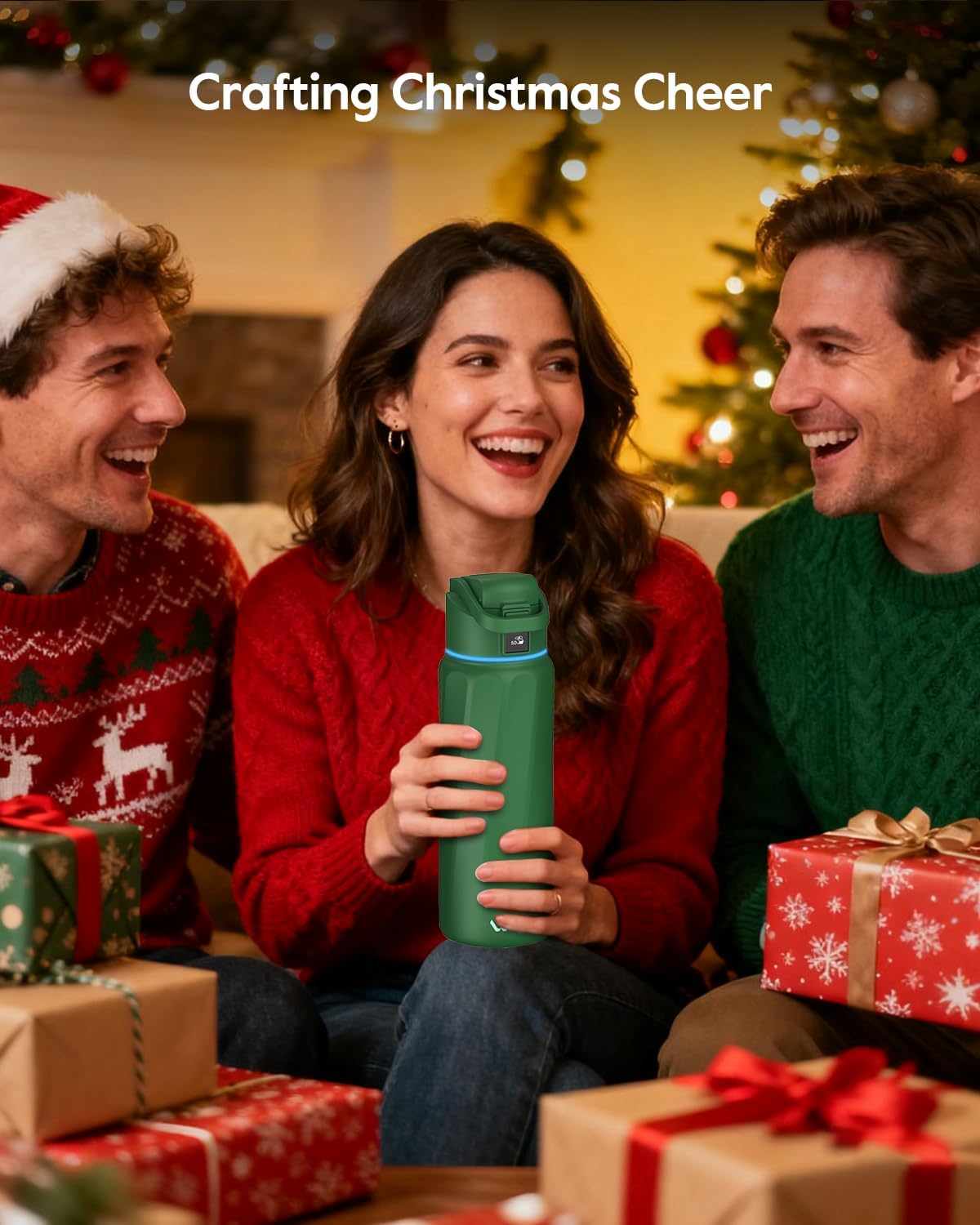 BOOST Smart Water Bottle with Reminder & Tracker, 32oz Vacuum Insulated Bottles Stainless Steel, BPA-Free, Wide Mouth, Ideal Gift for Men, Women, Christmas, Halloween, New Year, Gym, Office, School