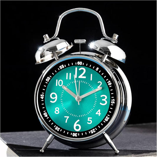 alarm clock 4 inch Twin Bell Decorative Desk Clocks, Analog Loud Alarm Clock with Backlight, Battery Operated, Silent Non Ticking, for Heavy Sleepers,Bedrooms,Bedside Table smart alarm clock ( Color :