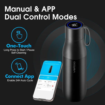 VSITOO Self-Cleaning Smart Water Bottle (pink, 15 Ounce)