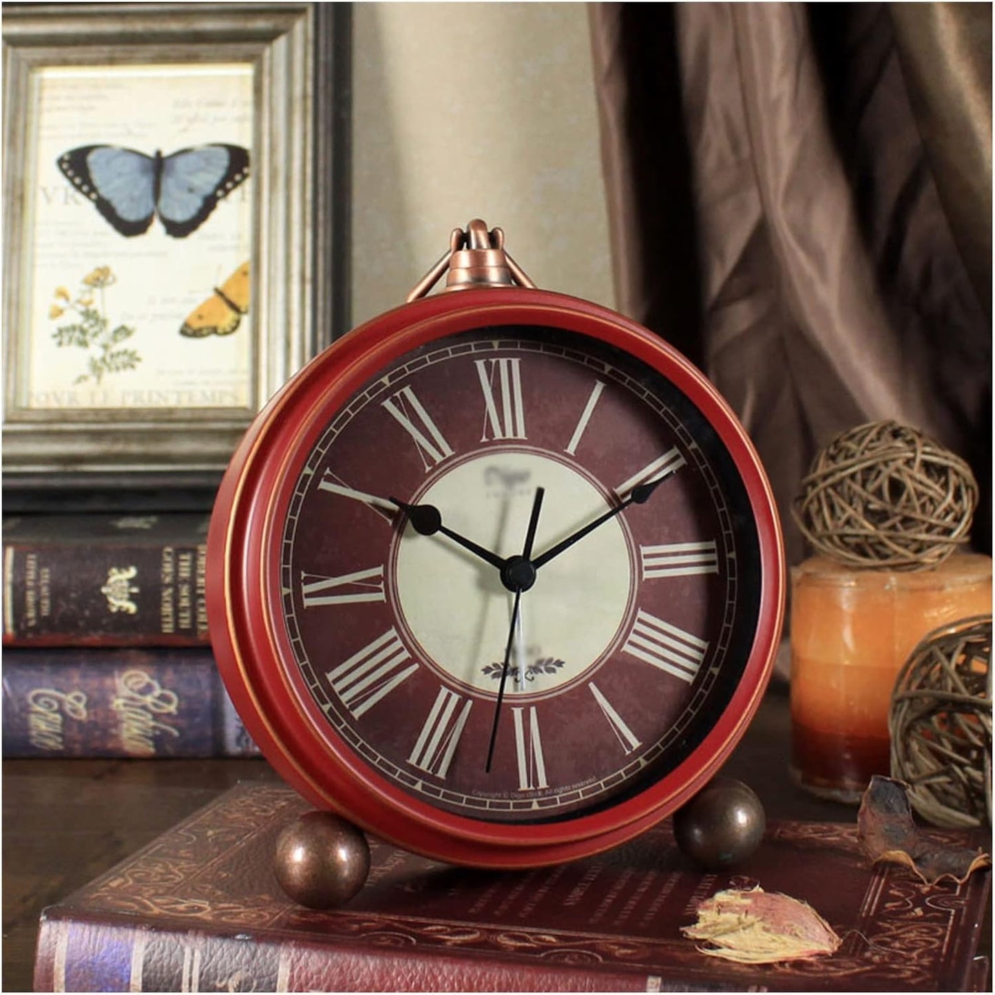 alarm clocks bedside for bedrooms,Alarm Clock,Clocks Bedside,Vintage Retro Analog Alarm Clock, Super Silent Non Ticking Small Clock, Battery Operated, Simply Design,Desk smart alarm clock(Color:D) (Co