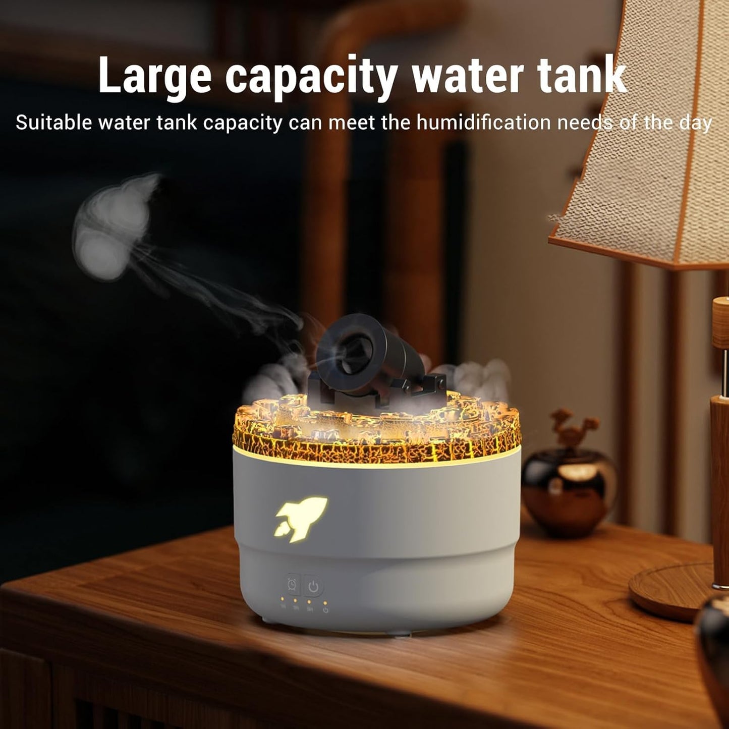 Essential Oil Diffuser Humidifier 200ml Quiet Volcano Cool Mist Humidifier Aromatherapy Diffuser with 7 Colors Light for Bedroom Office (Black)
