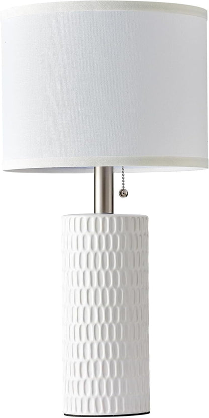 20 Inch Modern Ceramic Table Lamp 2 Pack with White Fabric Shade for Bedroom, Living Room, Nightstand Lamp Suitable for bedrooms, Living Rooms, Offices, Book(20" Dark Blue-2Pack)