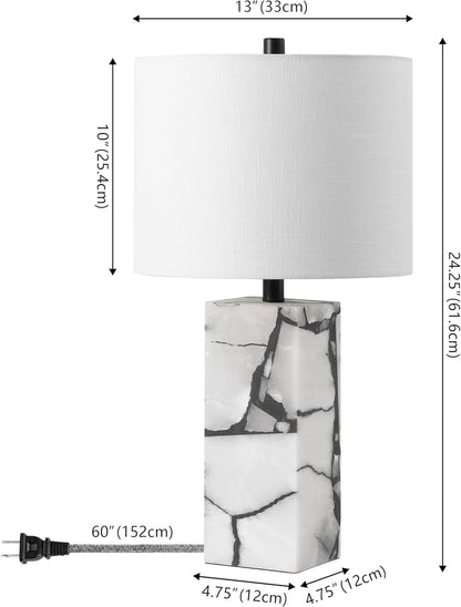 JONATHAN Y JYL6201A Elizabeth 27.5" Alabaster LED Table Lamp Coastal Contemporary Bedside Desk Nightstand Lamp for Bedroom Living Room Office College Bookcase LED Bulb Included, White/Gold Leaf