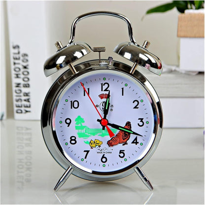 GRFIT Alarm Clock Round Retro Metal Movement Creative Alarm Clock Watch Mechanical Wake Up Clocks, Sliver Smart Alarm Clock (Size : 12cm)