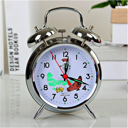 GRFIT Alarm Clock Round Retro Metal Movement Creative Alarm Clock Watch Mechanical Wake Up Clocks, Sliver Smart Alarm Clock (Size : 12cm)