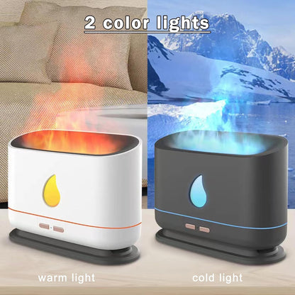 Flame Humidifier Aroma Diffuser,Cool Mist Humidifier,Simulated Flame, Power Outage When There Is No Water,Silent Humidification For Baby Bedroom Plant Office Yoga,Black