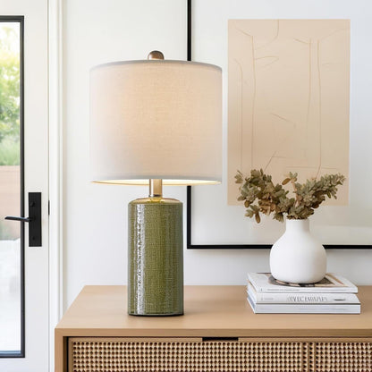 20.25 Inch Modern Minimalist Ceramic Table Lamp with Linen Lampshade for Living Room Bedroom Bedside Lamp Suitable for bedrooms, Living Rooms, Offices, Book(Gray)